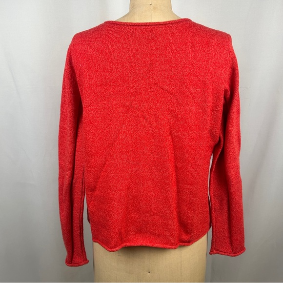 Sundance Red Orange Long Sleeve Button Cotton Silk Sweater Top Size Petite Large - Picture 4 of 10